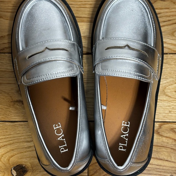 Kids Silver Loafers with Black Soles - Picture 4 of 4